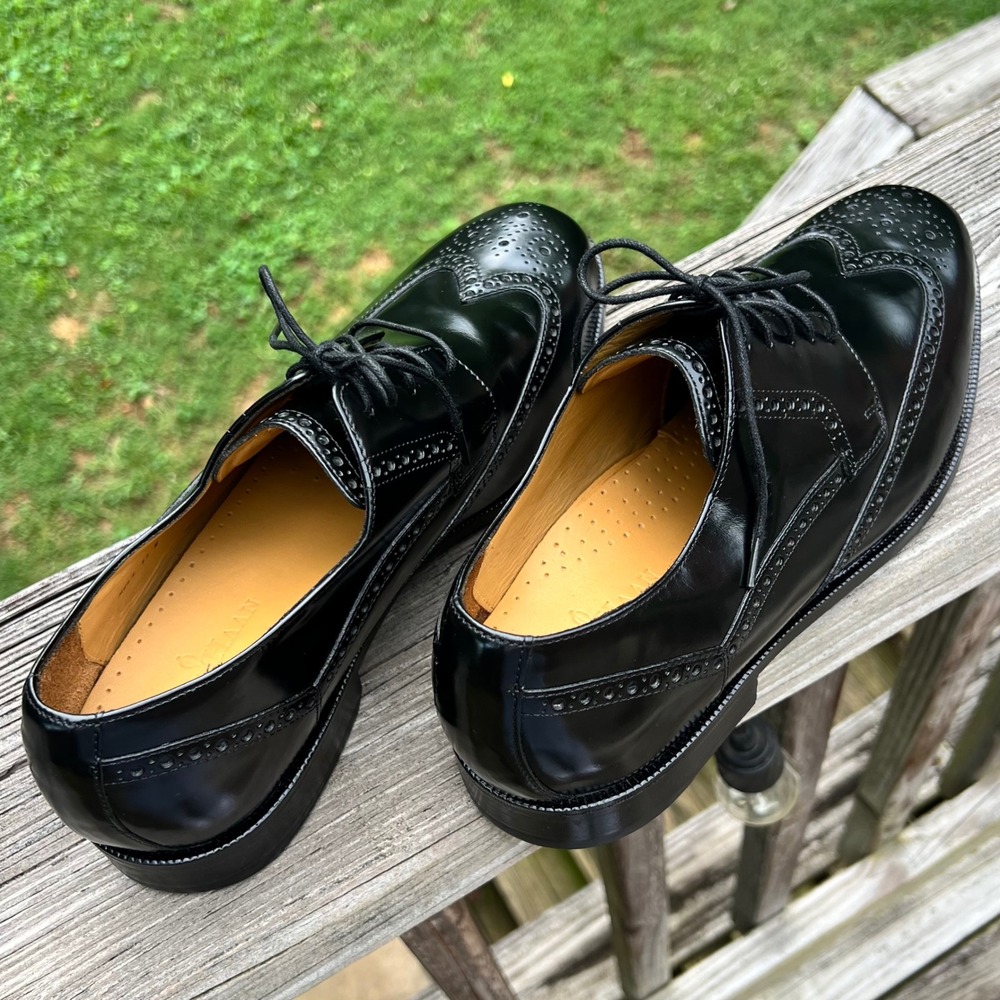 Cole Haan Oxford Wingtip 10.5 M Black Leather Dress Shoes Brogue Nike Air Luxury